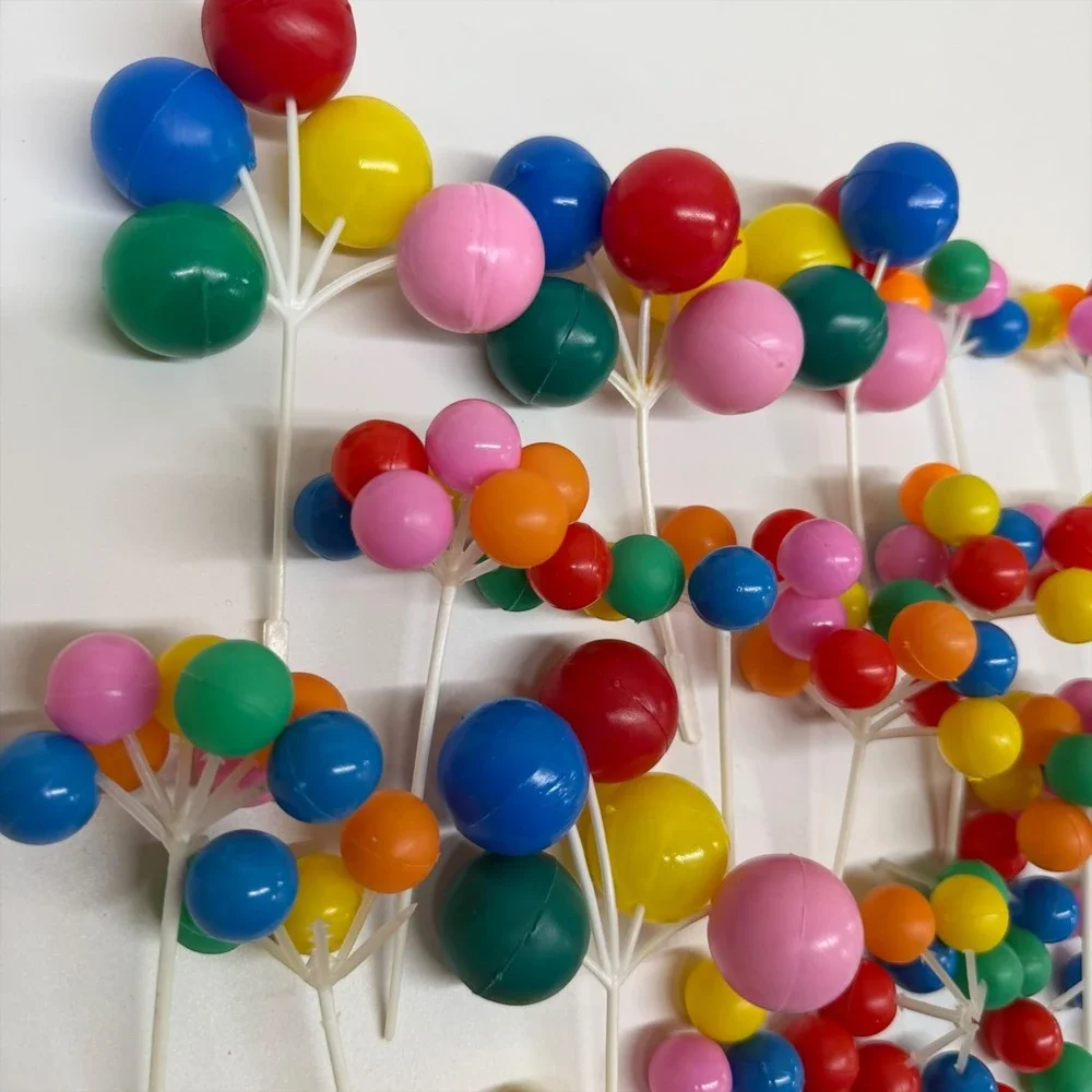 Vintage Plastic Balloon Cake Toppers Multicolor Party Decorations 12 Count Used